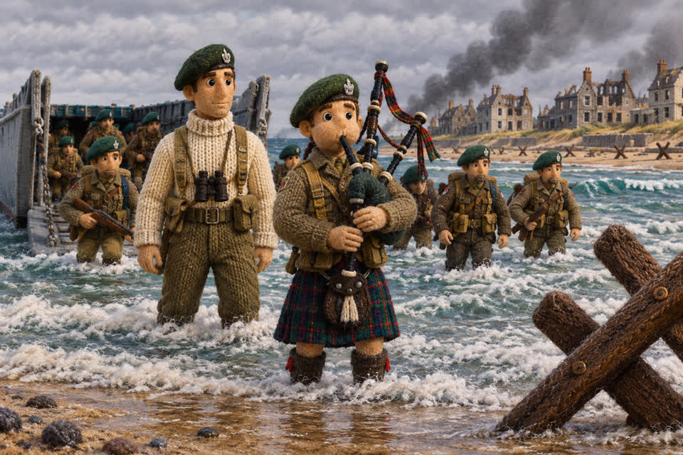 The scene in a felt style